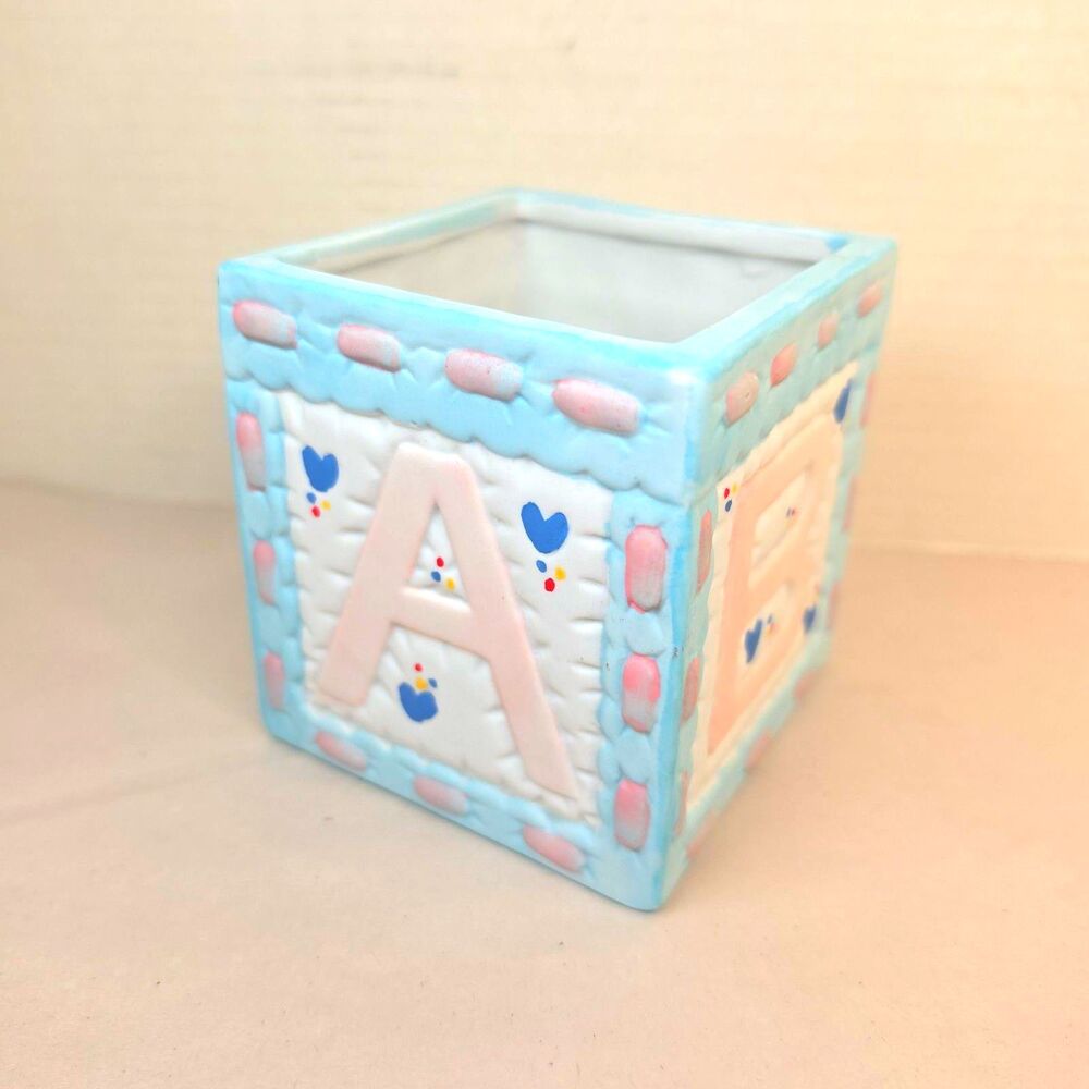 Vintage Nancy Pew Giftwares Co Baby Block Planter China baby shower Nursery